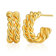 18K Gold-Plated Stacked Twine Stud Earrings