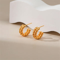 18K Gold-Plated Stacked Twine Stud Earrings