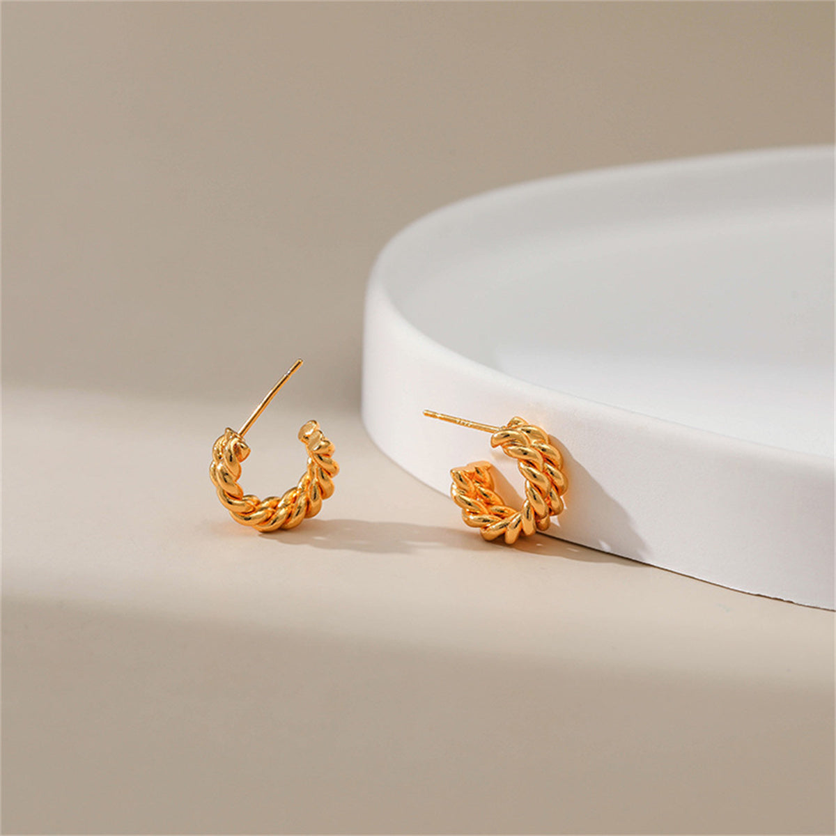 18K Gold-Plated Stacked Twine Stud Earrings
