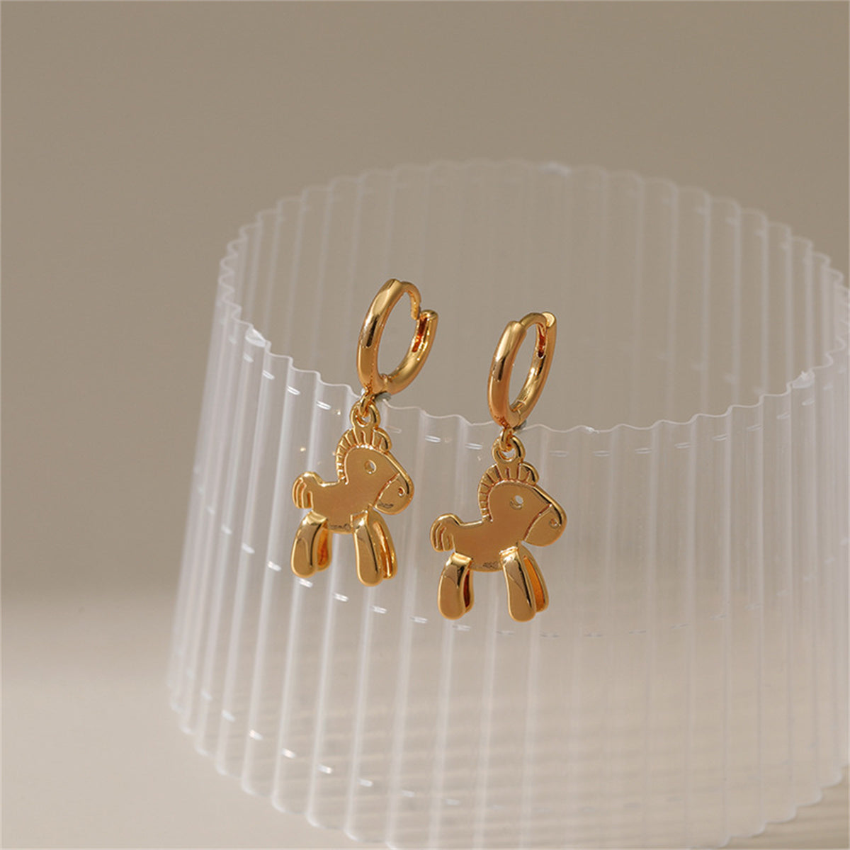 18K Gold-Plated Pony Huggie Earrings