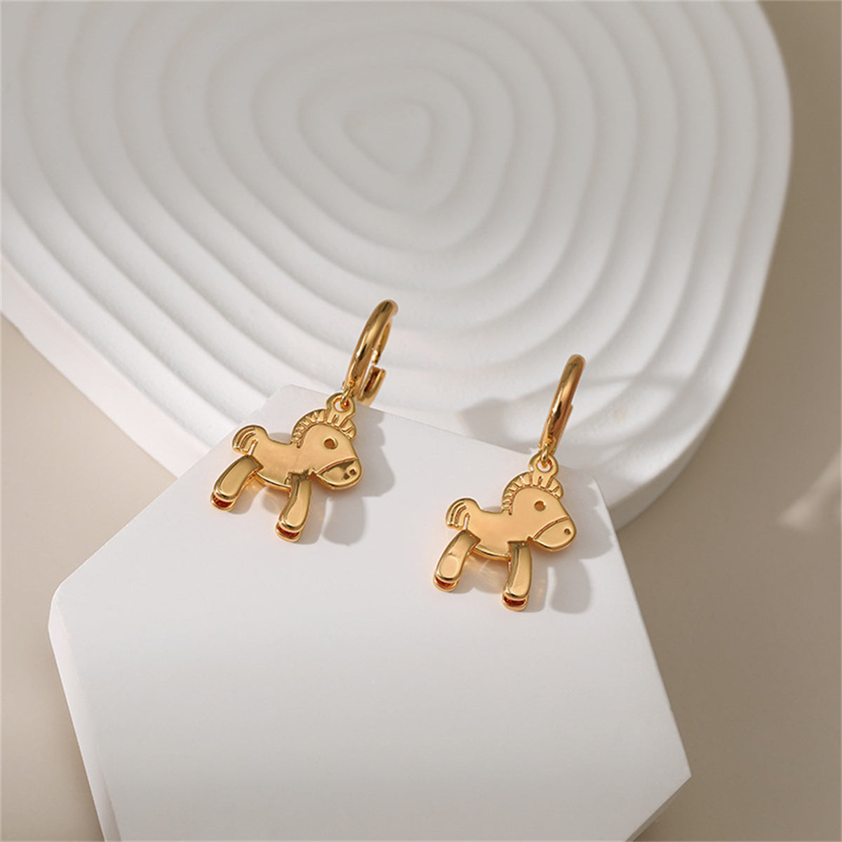 18K Gold-Plated Pony Huggie Earrings