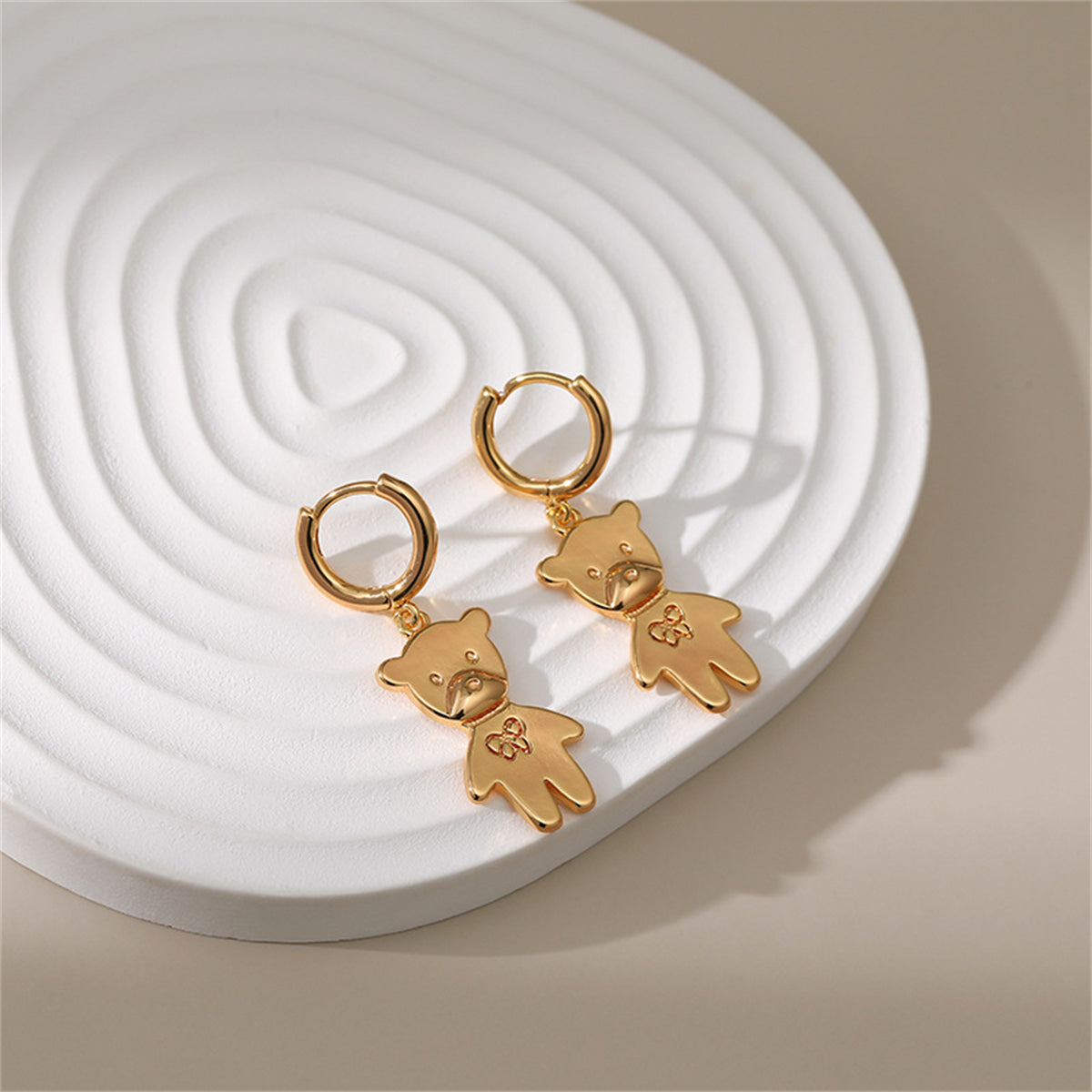 18K Gold-Plated Bear Huggie Earrings