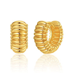 18K Gold-Plated Ribbed Huggie Earrings