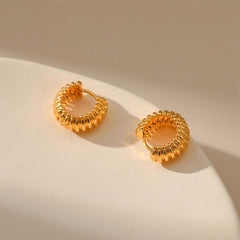 18K Gold-Plated Ribbed Huggie Earrings