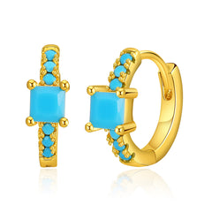 Blue Resin & 18K Gold-Plated Princess-Cut Huggie Earrings