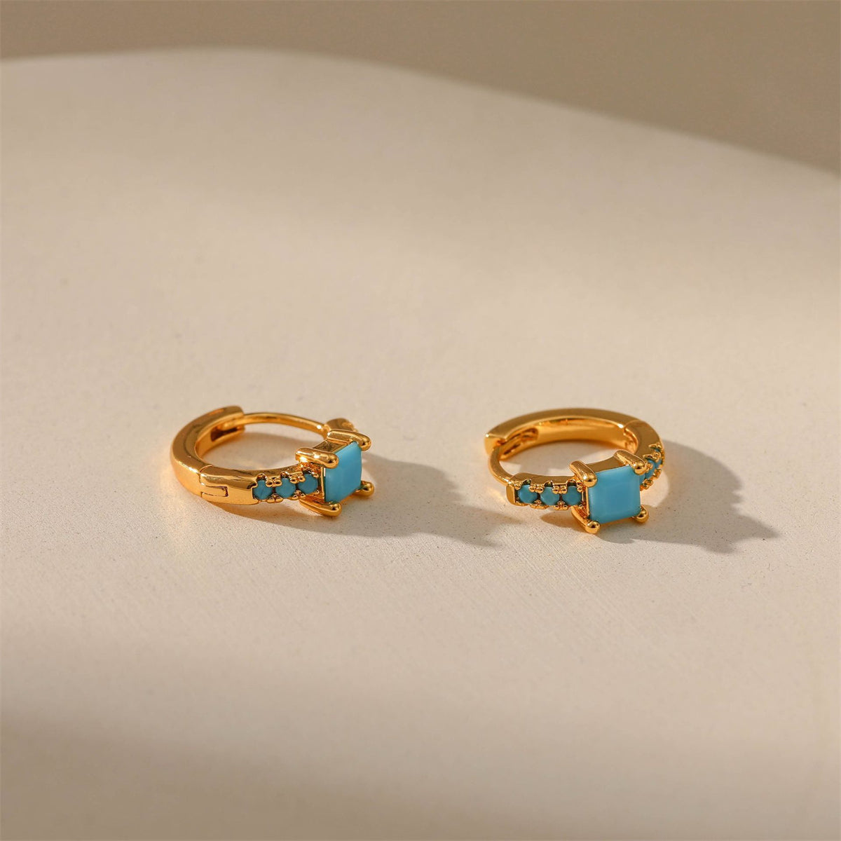 Blue Resin & 18K Gold-Plated Princess-Cut Huggie Earrings