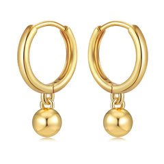Elegant 18K gold-plated hoop earrings featuring a stylish ball design, perfect for any occasion.