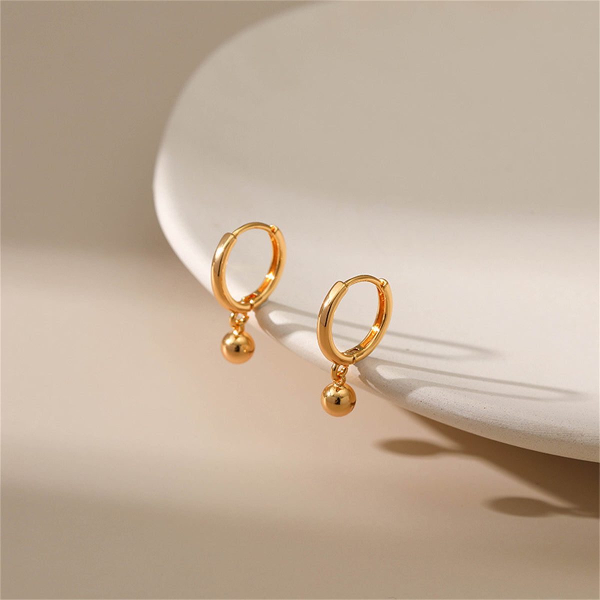 18K Gold-Plated Ball Hoop Earrings