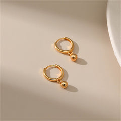 Stunning 18K gold-plated hoop earrings with a chic ball accent, adding a touch of luxury to your look.