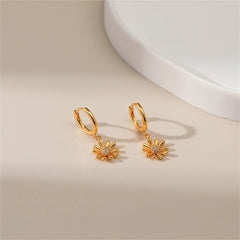 Cubic Zirconia & 18K Gold-Plated Mum Huggie Earrings