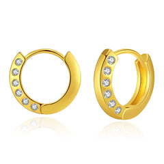 Cubic Zirconia & 18K Gold-Plated Huggie Earrings