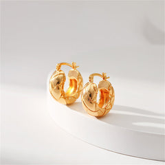 18K Gold-Plated Geometric-Cut Huggie Hoop Earrings