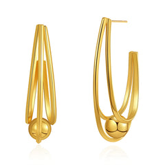 18K Gold-Plated U-Shape Ball Huggie Earrings