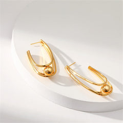 18K Gold-Plated U-Shape Ball Huggie Earrings