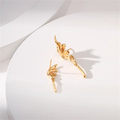 Stunning 18K gold-plated butterfly wing stud earrings, showcasing a unique design that elevates your style effortlessly.