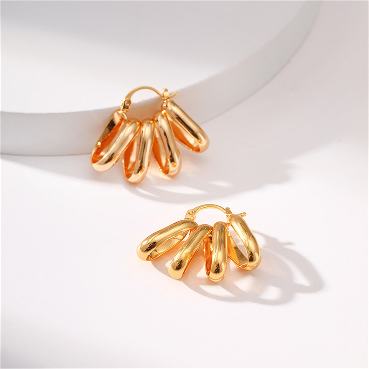 18K Gold-Plated Oval Cluster Huggie Earrings, gold huggie earrings, everyday style, lifestyle look