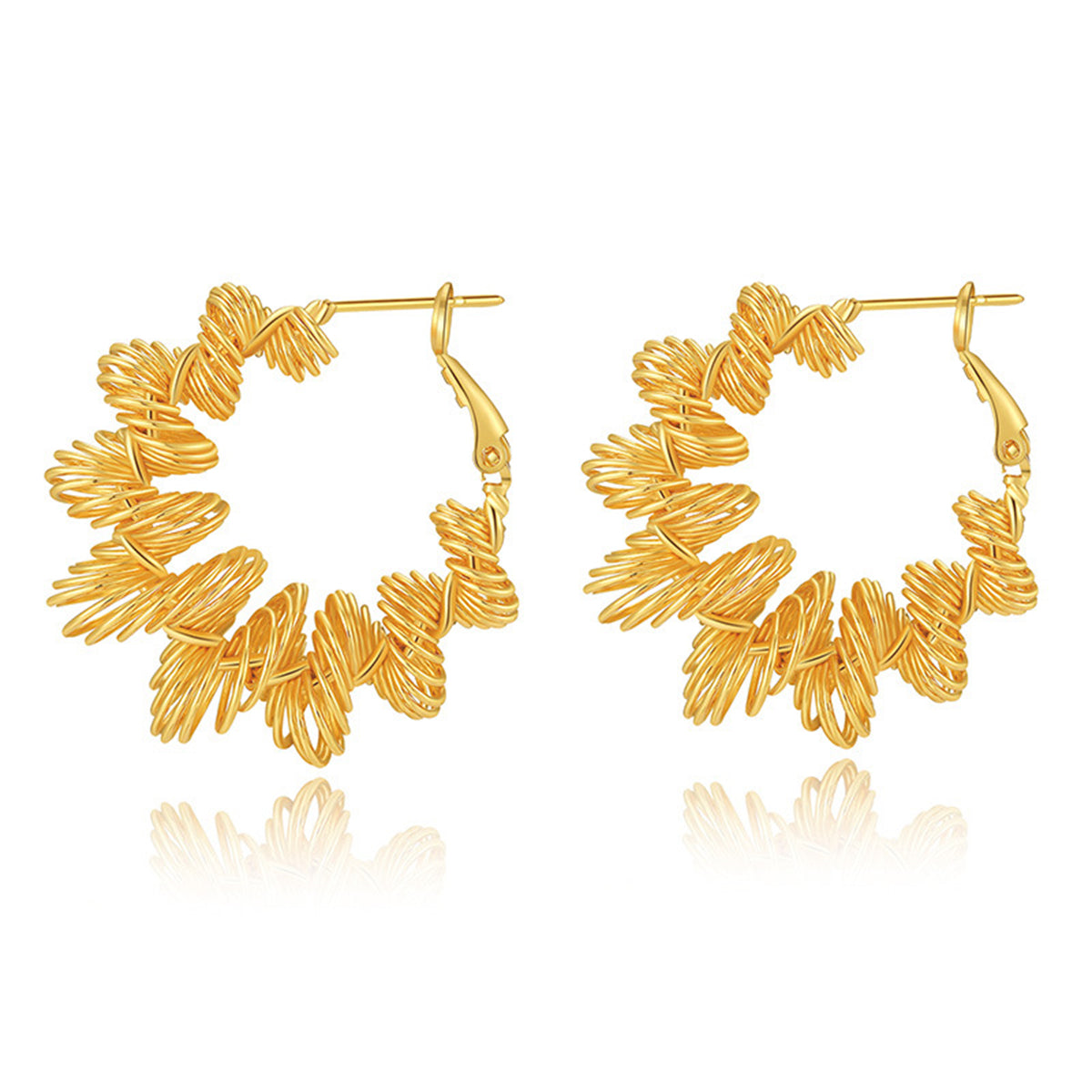 18K Gold-Plated Twisted Huggie Earrings, gold hoop earrings for women, everyday style, side view