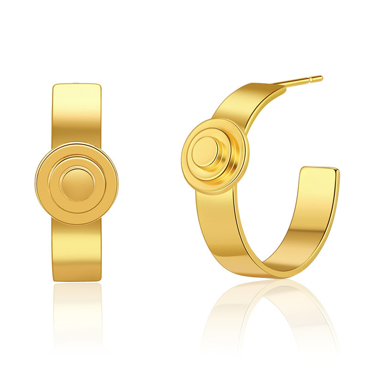 18K Gold-Plated Button Huggie Earrings