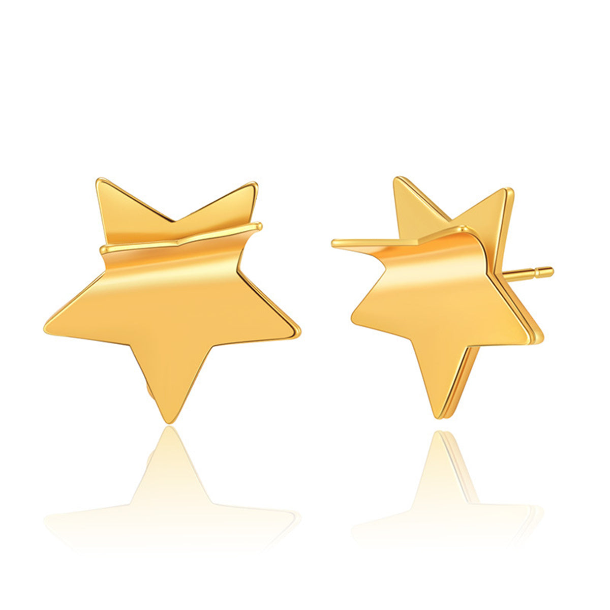 18K Gold-Plated Folded Star Stud Earrings, gold stud earrings for women, elegant gift for her, side view