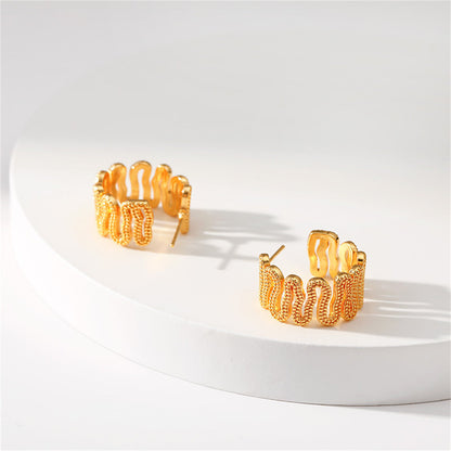 18K Gold-Plated Snake Huggie Earrings, gold huggie earrings, elegant gift for her, lifestyle look