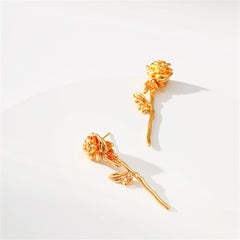 Beautifully crafted 18K gold-plated rose earrings, designed as delicate drops for an elegant accessory.
