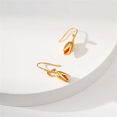 18K gold-plated earrings with a charming design of leaves and flowers, perfect for adding elegance to any outfit.