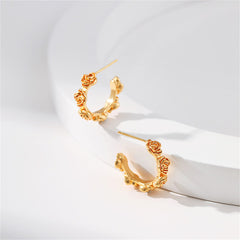 Exquisite 18K gold-plated rose hoop earrings, designed as huggies for a modern and elegant accessory choice.
