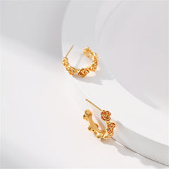 Stunning 18K gold-plated rose hoop earrings, showcasing a refined and stylish huggie design for a chic look.