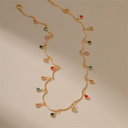 Rainbow Crystal and 18K Gold-Plated Tassel Necklace, gold pendant necklace for women, botanical inspired, lifestyle look
