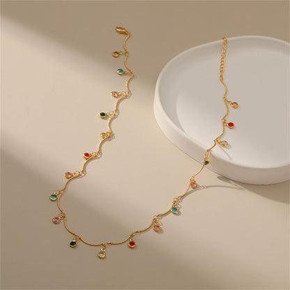 Rainbow Crystal and 18K Gold-Plated Tassel Necklace, gold pendant necklace for women, botanical inspired, styled look