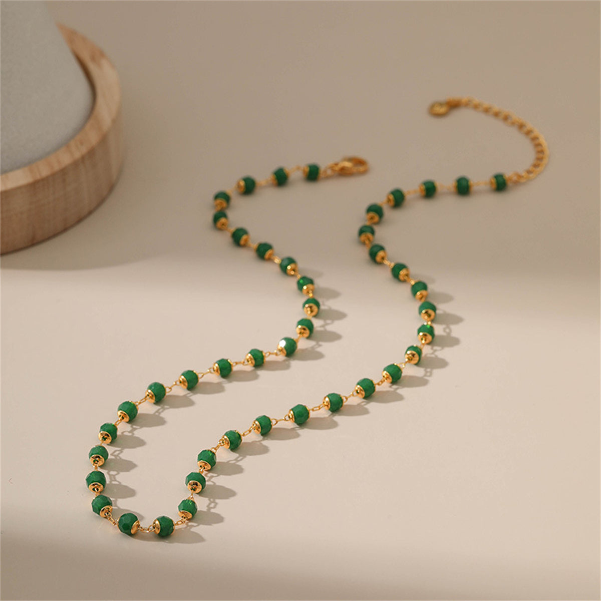 Green Acrylic & 18K Gold-Plated Bead Necklace