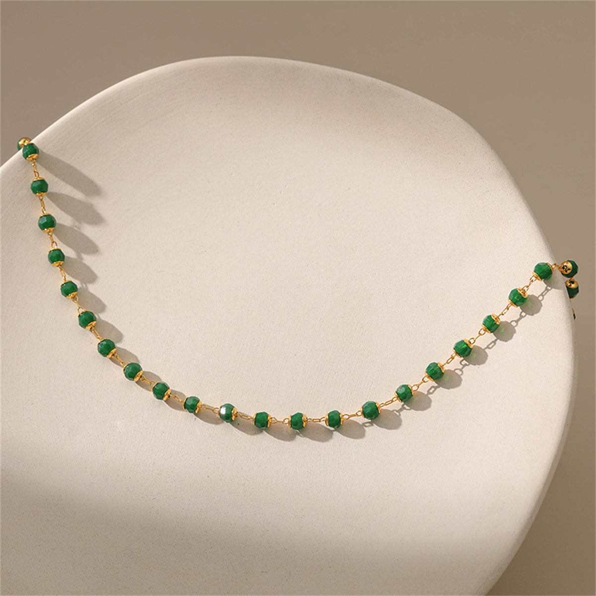 Green Acrylic & 18K Gold-Plated Bead Necklace