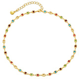 Cubic Zirconia & Goldtone Multicolor Cube Necklace