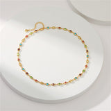 Cubic Zirconia & Goldtone Multicolor Cube Necklace