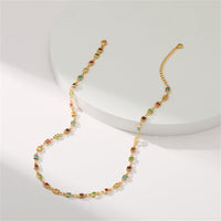 Cubic Zirconia & Goldtone Multicolor Cube Necklace