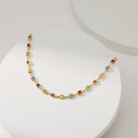 Cubic Zirconia & Goldtone Multicolor Cube Necklace