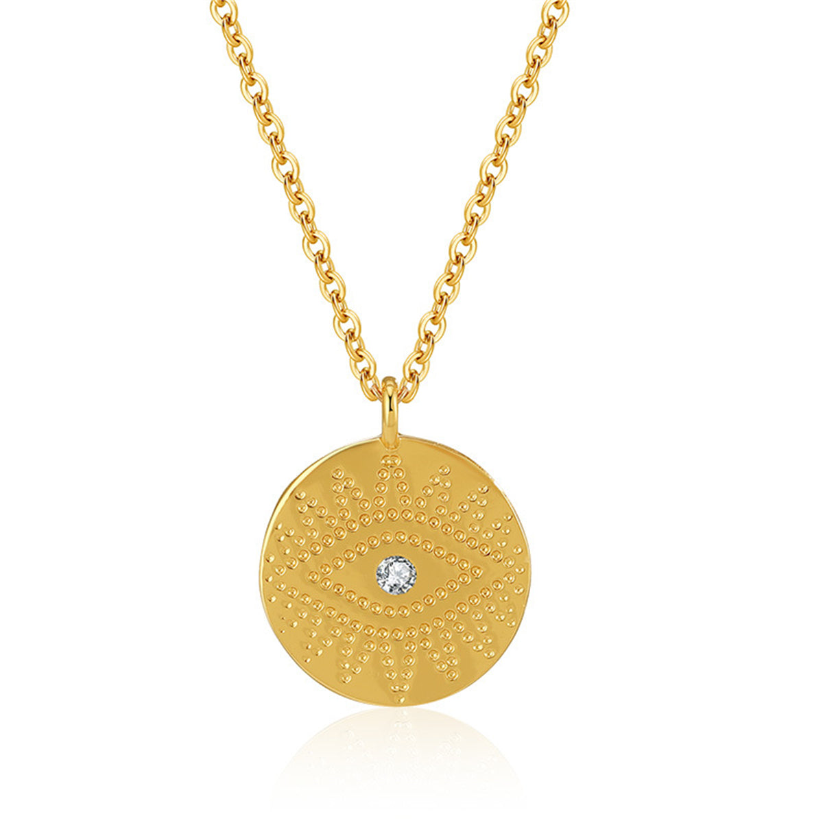 Cubic Zirconia & 18K Gold-Plated Evil Eye Pendant Necklace