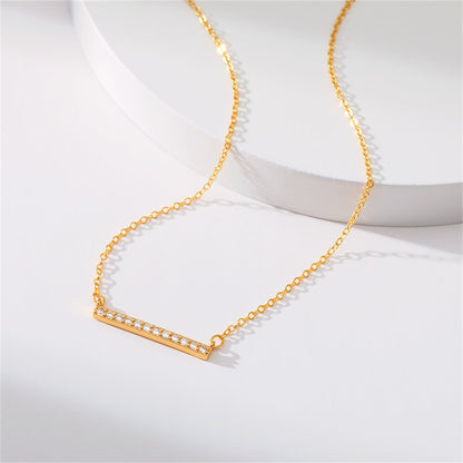 Cubic Zirconia and 18K Gold-Plated Bar Pendant Necklace, gold pendant necklace for women, botanical inspired, lifestyle look