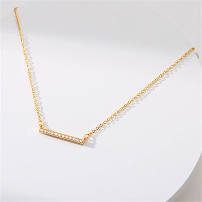 Cubic Zirconia and 18K Gold-Plated Bar Pendant Necklace, gold pendant necklace for women, botanical inspired, styled look