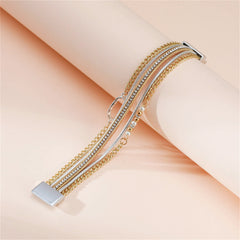Cubic Zirconia & Polystyrene Pearl Two-Tone Strand Bracelet