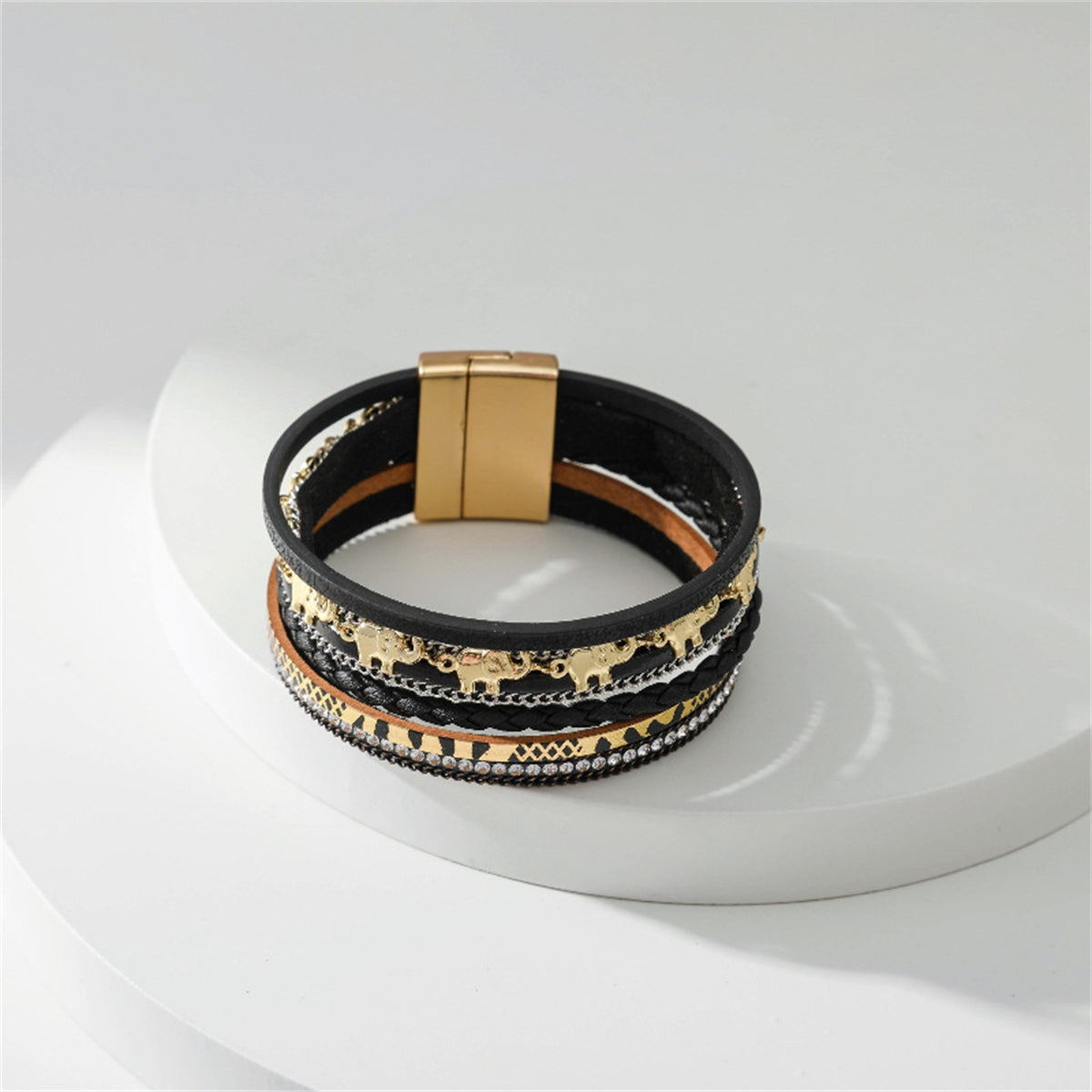 Black & Cubic Zirconia Elephant Bracelet