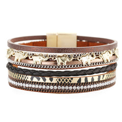 Gray Polystyrene & Cubic Zirconia 18K Gold-Plated Elephant Bracelet