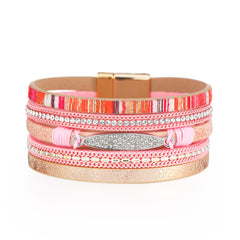 Pink Polystyrene & Cubic Zirconia 18K Gold-Plated Strand Bracelet