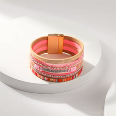Pink Polystyrene & Cubic Zirconia 18K Gold-Plated Strand Bracelet