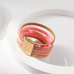 Pink Polystyrene & Cubic Zirconia 18K Gold-Plated Strand Bracelet
