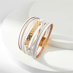 White Polystyrene & 18K Gold-Plated Curved Multi-Strand Bracelet