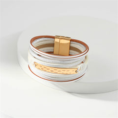 White Polystyrene & 18K Gold-Plated Curved Multi-Strand Bracelet