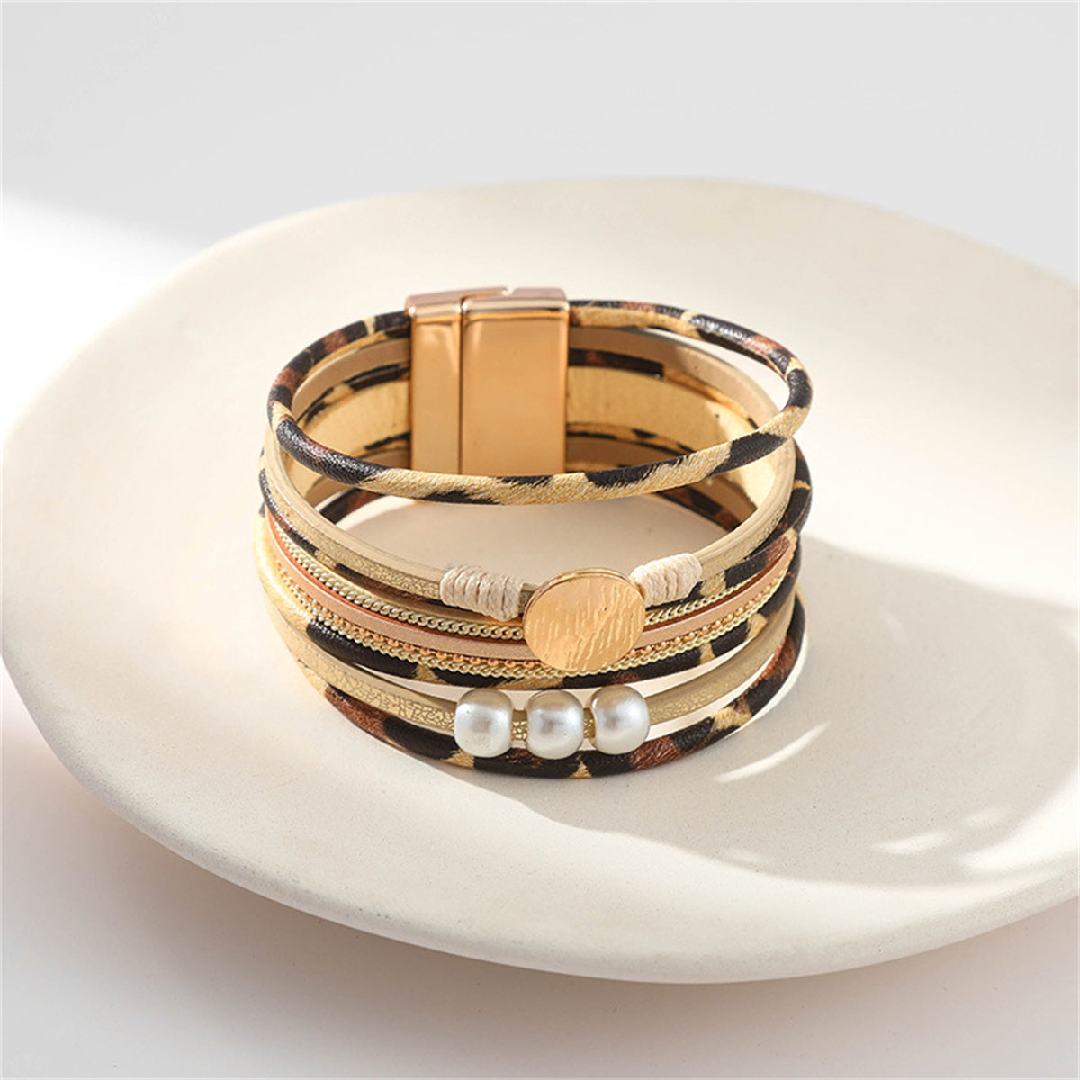 Pearl & Polystyrene 18K Gold-Plated Strand Bracelet