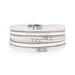 White Polystyrene & Silver-Plated Multi-Strand Bracelet