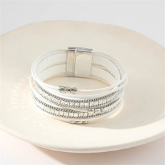 White Polystyrene & Silver-Plated Multi-Strand Bracelet